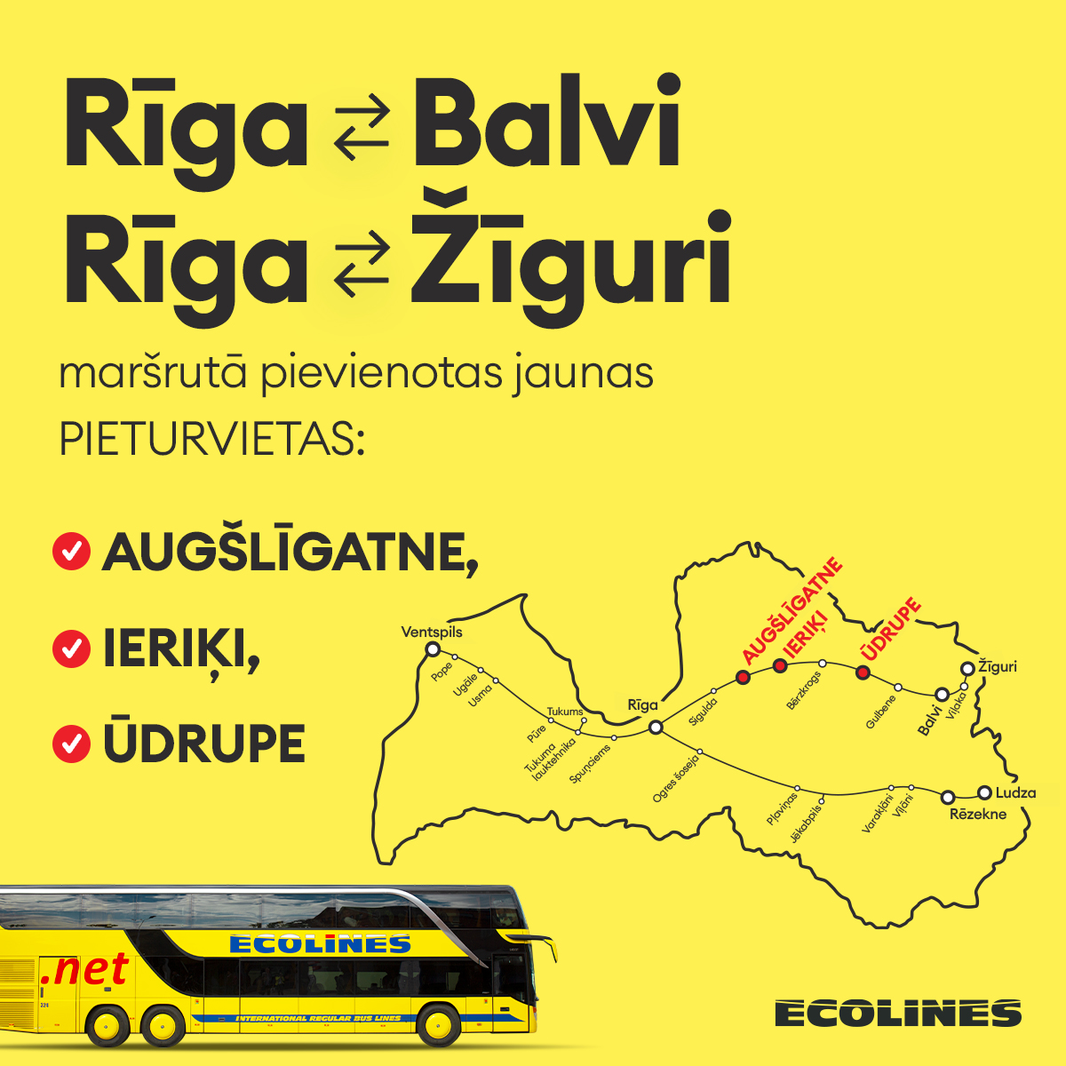 Ecolines jaunas pieturas