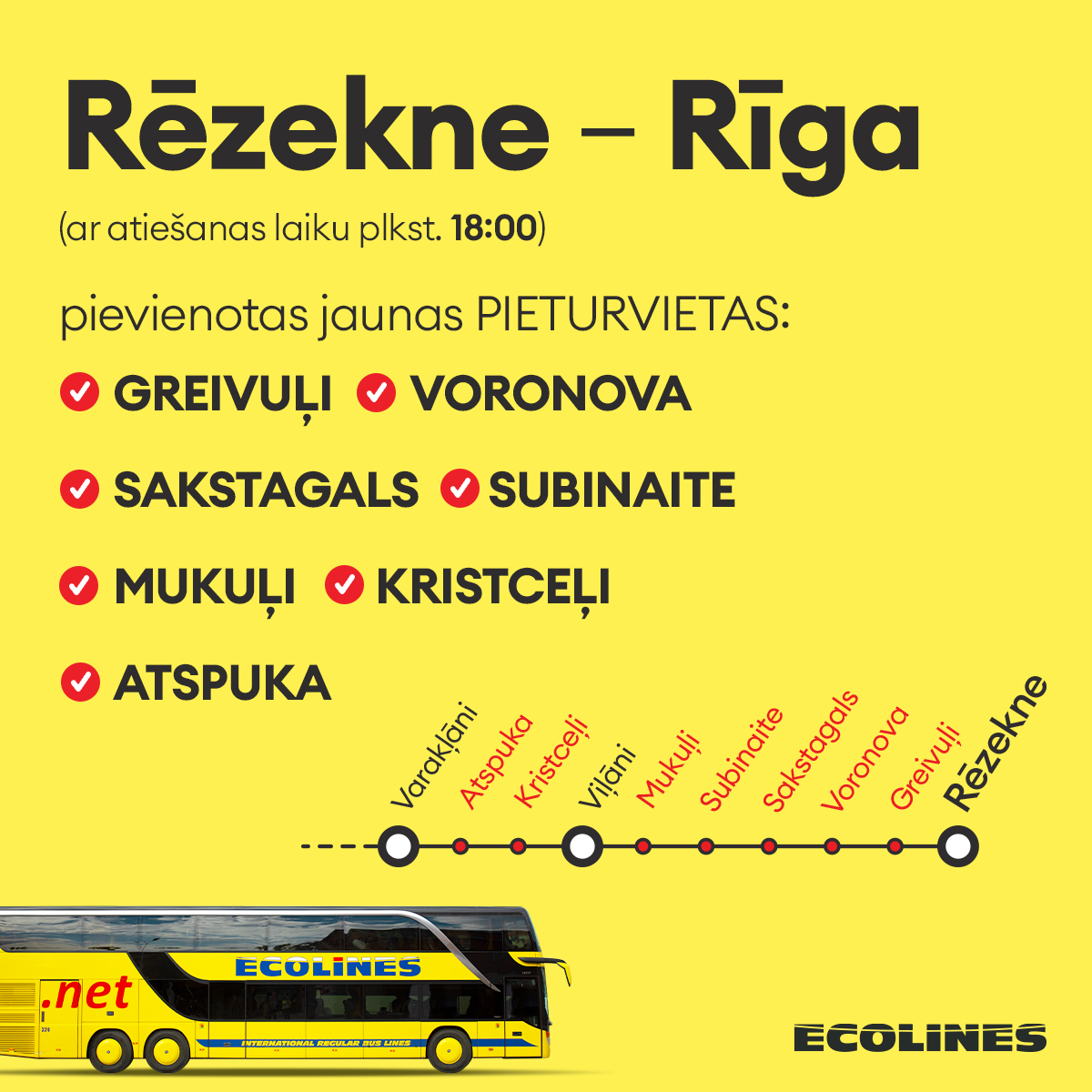 Ecolines jaunas pieturas